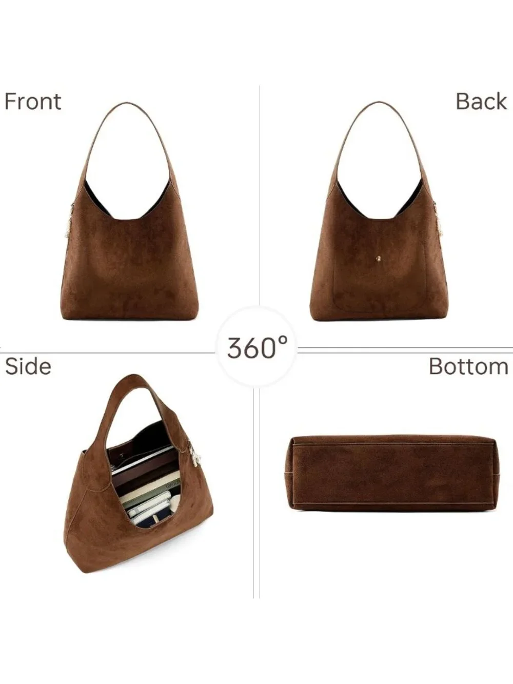 Slouchy Faux Suede Hobo Bag | Stylish Leather Shoulder Tote for Women